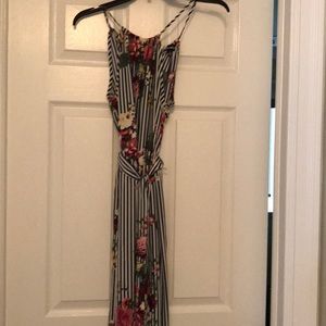 Floral and stripe jumpsuit